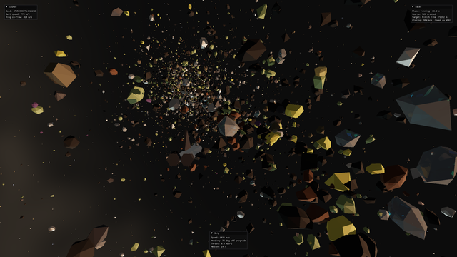 A dense cloud of asteroids and ice chunks in the belt.