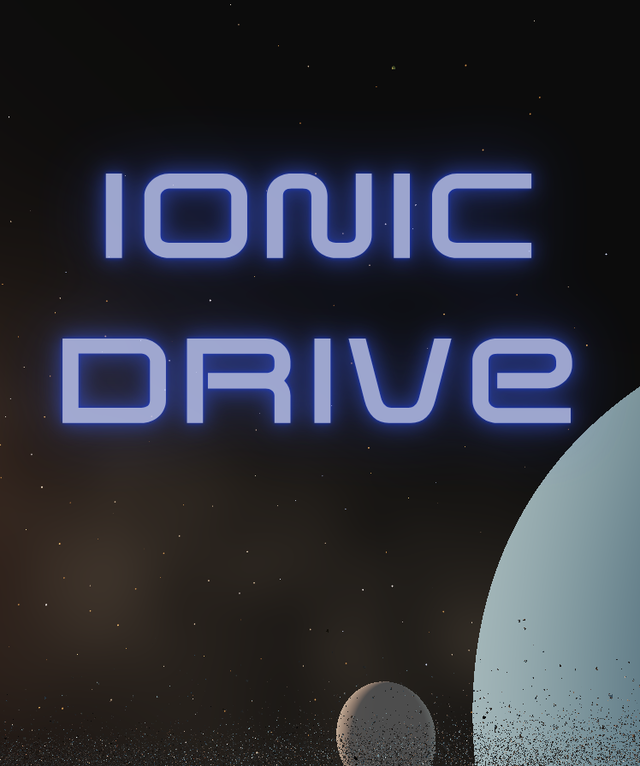Vertical capsule with the Ionic Drive logo.